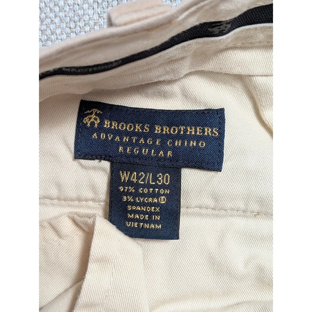 Brooks Brothers Men's Khaki Advantage Chino Pants Regular 42x30 Cotton Stretch